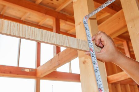 Japanese new house under construction image materialの写真素材