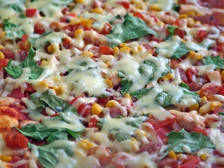 close-up photo of square home-made pizza