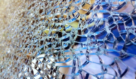 background of cracked and textured car windshield broken glass