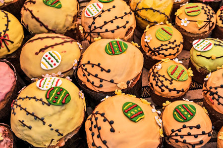 Traditional homemade Easter cake. rustic style. Freshly prepared Easter cakes. happy easter....