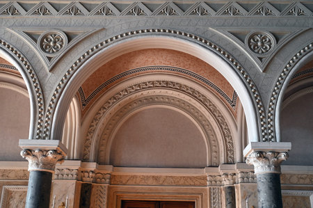 Interior and architectural details of the Marble Hall of Chernivtsi National University named after...
