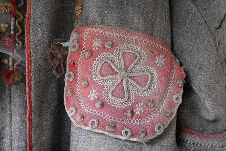 Fragment of an embroidered pocket of an ancient Hutsul sardak.