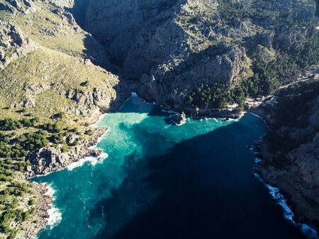 Aerial view of Sa Calobra, Mallorca mountains.の写真素材