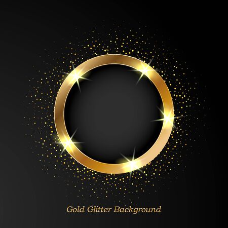 Golden abstract background, vector frame, gold dust. Design elementのイラスト素材