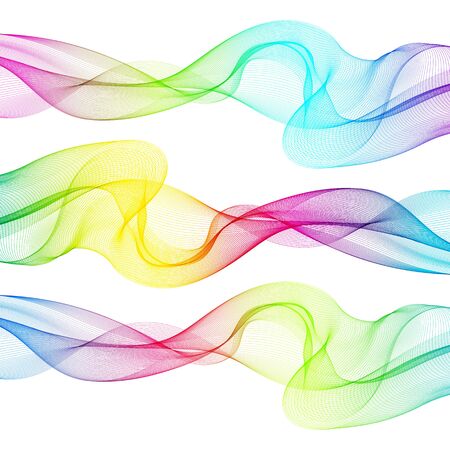 Set of abstract colourful wave isolated on white background. Vector illustration for modern business design. Futuristic wallpaper. Cool element for presentation, card, flyer and brochure.のイラスト素材