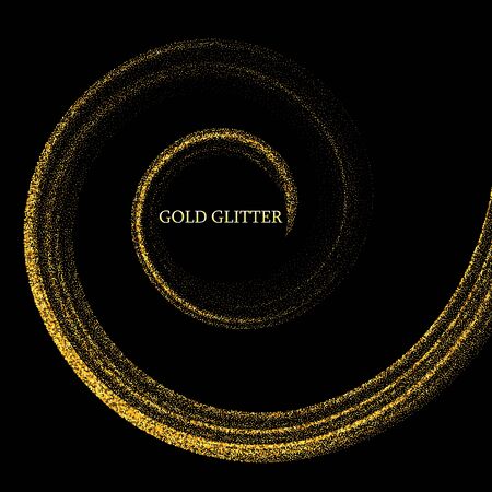 Vector Abstract shiny color gold wave design element with glitter effect on dark background.のイラスト素材