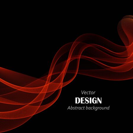 Vector Abstract shiny color red wave design element on dark background. Science or technology designのイラスト素材