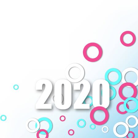 Happy New Year 2020 banner. Abstract circles and gradient background.のイラスト素材