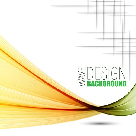 Abstract vector wave background, green and orange waved lines for design brochure, website, flyerのイラスト素材