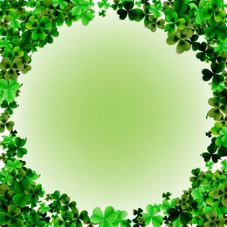 St Patrick s Day background. Vector illustration for luck spring design with shamrock. Green clover border, vertical frame isolated on white background. Ireland symbol pattern.のイラスト素材