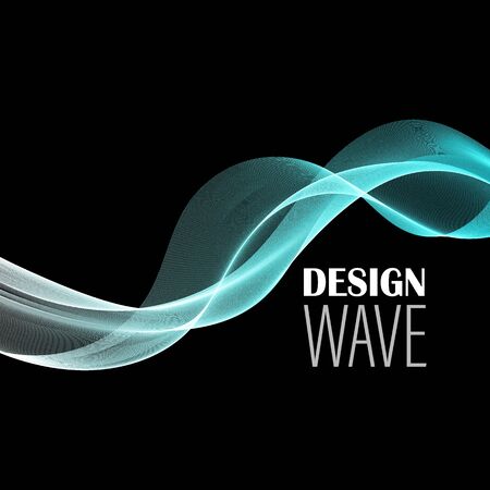Vector Abstract shiny color blue wave design element on dark background. Science or technology designのイラスト素材