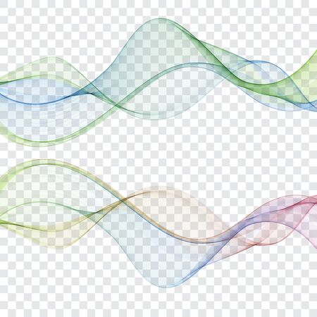 Set of abstract colorful wave isolated on transparent background. Vector illustration for modern business design.のイラスト素材