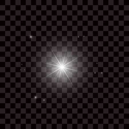 A set of bright beautiful stars. Light effect. Bright Star. Beautiful light for illustration. Christmas star.White sparkles shine special light effect. Vector sparkles on a transparent background.のイラスト素材