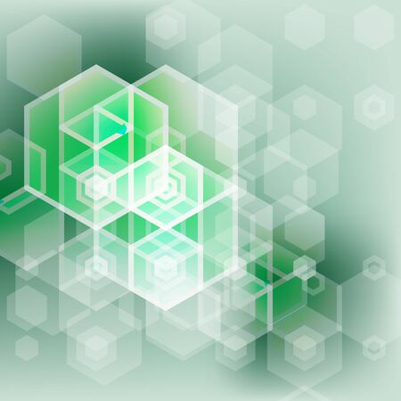 Vector Abstract geometric background. Template brochure design. Green hexagon shapeのイラスト素材