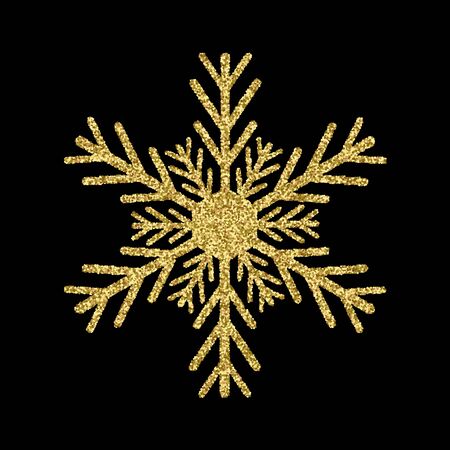 Gold glitter texture snowflake isolated on background.. Vector illustration.のイラスト素材