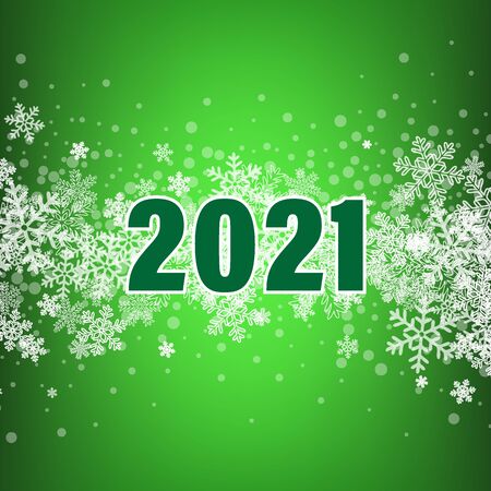Abstract green background with snowflakes for new year 2021. Design element, poster eps10のイラスト素材