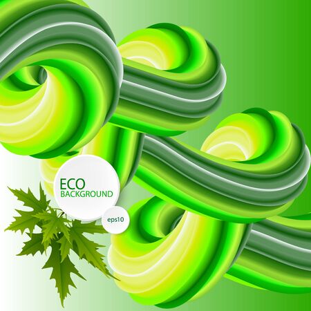 Abstract background, poster design with spring leaves and green horizontal wave. Eco banner vectorのイラスト素材