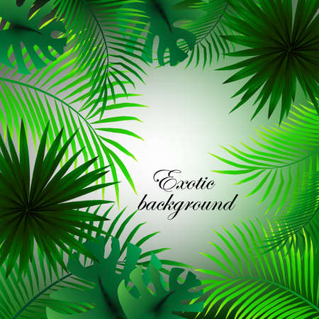 Tropical palm leaves background. Seamless vector pattern with jungle leave in trendy style.のイラスト素材