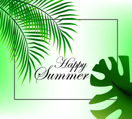 Tropical palm leaves background. vector pattern with jungle leave in trendy style.のイラスト素材