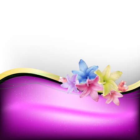 Color flowers day-lily. Seamle floral pattern on pink background. Spring illustration.のイラスト素材