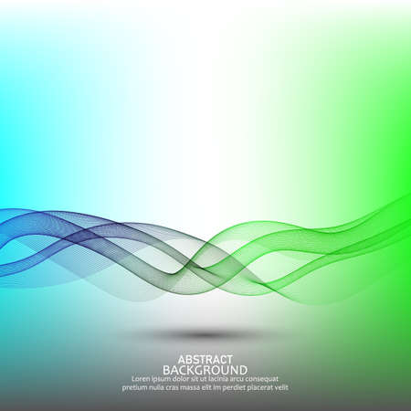 Abstract blue and green wavy lines. Colorful vector backgroundのイラスト素材