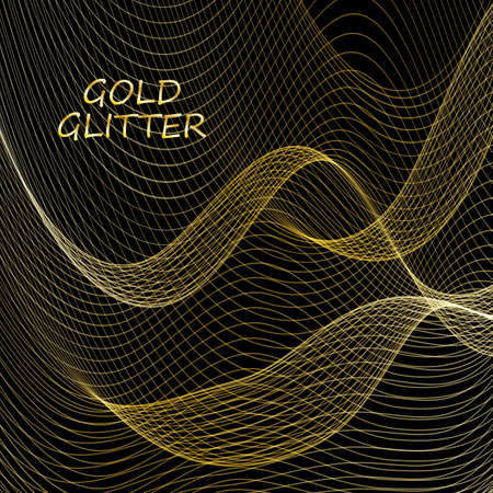 Abstract black background with line wave golden light shine , luxury modern concept. vector illustration for designのイラスト素材