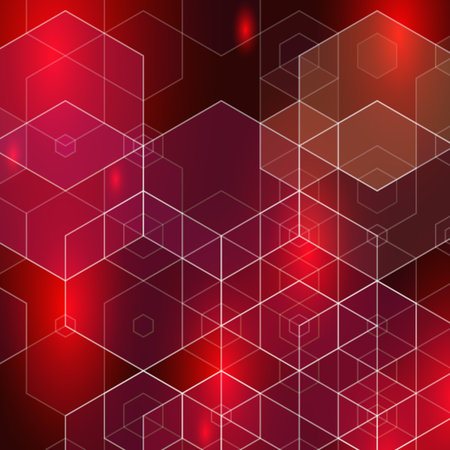 Light red vector texture with colorful hexagons. Design in abstract style with hexagons.