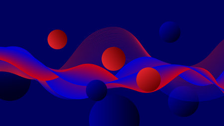 Abstract wave blue red background. Technology big data illustration. Music or sound equalizer...