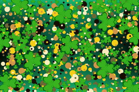 Background with falling clover leaves. Saint Patrick day background.のイラスト素材