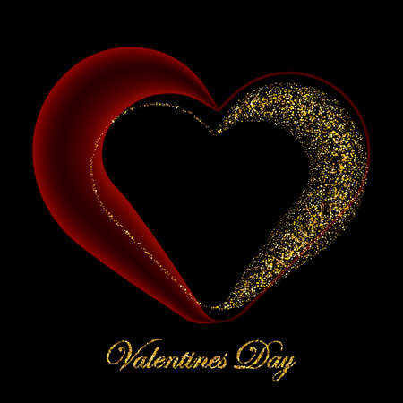 Valentine s day, poster design element, valentines card with small golden dust in the shape of a heartのイラスト素材