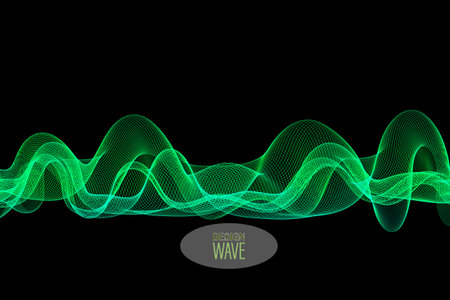 Stylish green horizontal wave. Abstract smoky wave line backgroundのイラスト素材