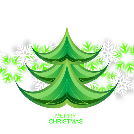Abstract christmas background of green tree shape with snowflakes, design elementのイラスト素材