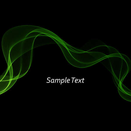 Abstract green transparent waves on black background.のイラスト素材