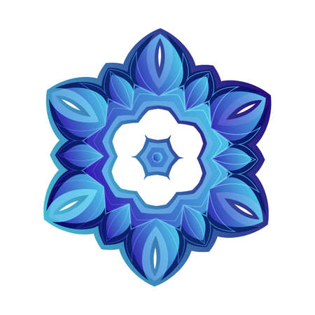 Snowflake sign. Blue Snowflake icon isolated on white background. Snow flake silhouette. Symbol of snow, holiday, cold weather, frost. Winter design elementのイラスト素材