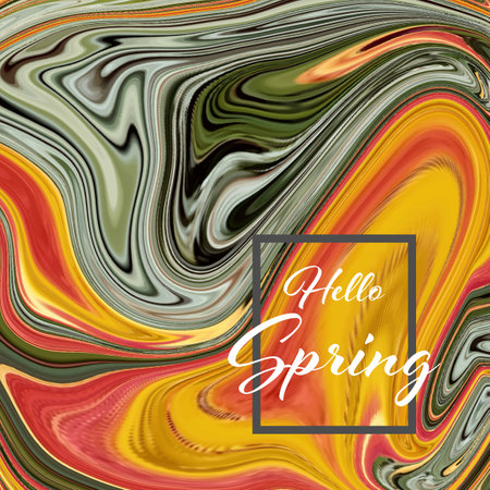 Hello spring. Orange gray fluid flow vector geometric abstract dynamic designのイラスト素材