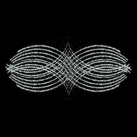 Silvery small confetti on a black background. Luxury festive New Year background. Element of design.のイラスト素材