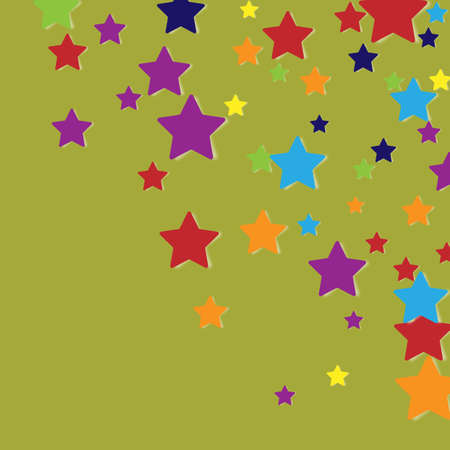 Vector colored stars confetti on green backgroundのイラスト素材