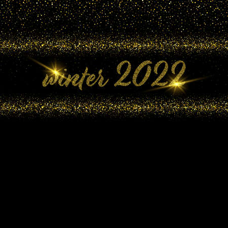 Winter 2022 vector new year background with golden sparklesのイラスト素材