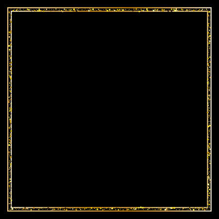 Bright golden frame with sparkles for New Year s greetings. Vector illustration with blazing bordersのイラスト素材