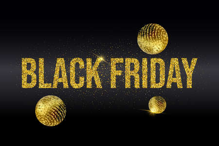 Black friday sale gold glitter design background. Black shine gold sparkles background.のイラスト素材