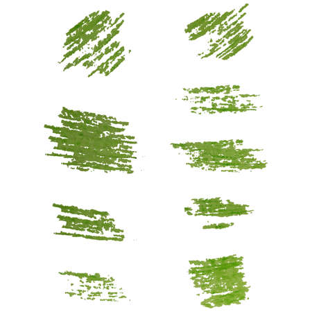 Green pencil outline vector set on white backgroundのイラスト素材