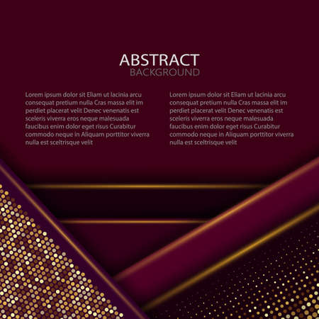 Abstract purple geometric lines background design with shadows and with golden glitter effect.のイラスト素材