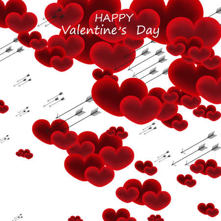 Abstract background with red hearts and arrows for poster Happy Valentine s Dayのイラスト素材