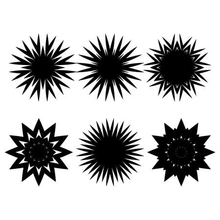 Set of decorative circles in the form of snowflakes on a white backgroundのイラスト素材