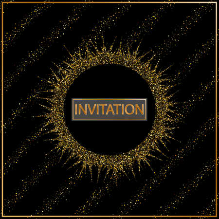 Decorative circle of golden dust on abstract background, design element, invitationのイラスト素材
