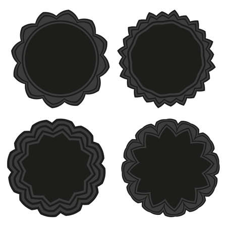 Set of dark gray decorative circles for advertising, price tags, design elementのイラスト素材