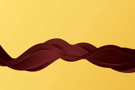 Abstract yellow vector wave chocolate color background. Dark brown creamy chocolate, design element with wavy silk texture.のイラスト素材