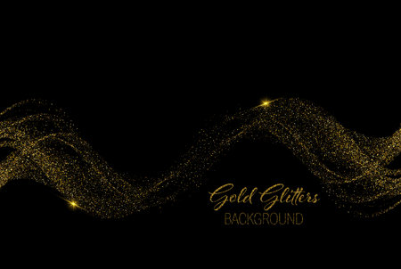 Gold dust on a dark background, gold glitters, design elementのイラスト素材