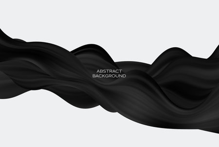 Black vector wave on white background, horizontal black lines, smoothly moving elegant waveのイラスト素材