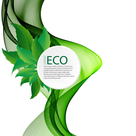 Green wave on white background, design element, green wave vertical lines, eco baner, posterのイラスト素材
